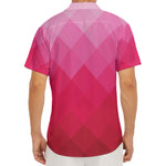 Pink Geometric Square Pattern Print Men's Deep V-Neck Shirt
