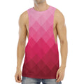Pink Geometric Square Pattern Print Men's Muscle Tank Top