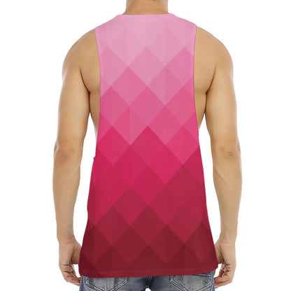 Pink Geometric Square Pattern Print Men's Muscle Tank Top