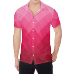 Pink Geometric Square Pattern Print Men's Shirt