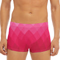 Pink Geometric Square Pattern Print Men's Short Boxer Briefs
