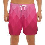 Pink Geometric Square Pattern Print Men's Split Running Shorts