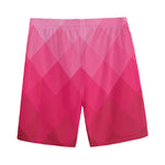 Pink Geometric Square Pattern Print Men's Sports Shorts