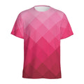Pink Geometric Square Pattern Print Men's Athletic T-Shirt