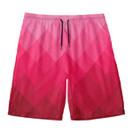 Pink Geometric Square Pattern Print Men's Swim Trunks