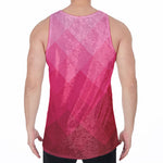 Pink Geometric Square Pattern Print Men's Velvet Tank Top