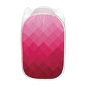 Pink Geometric Square Pattern Print Mesh Laundry Hamper