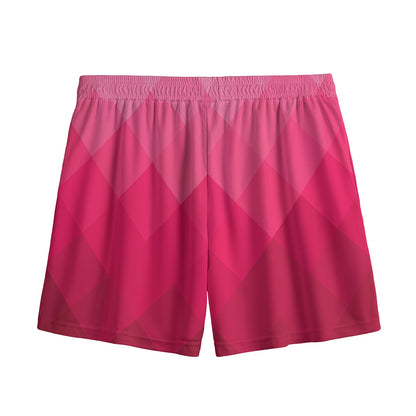 Pink Geometric Square Pattern Print Mesh Shorts