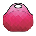 Pink Geometric Square Pattern Print Neoprene Lunch Bag