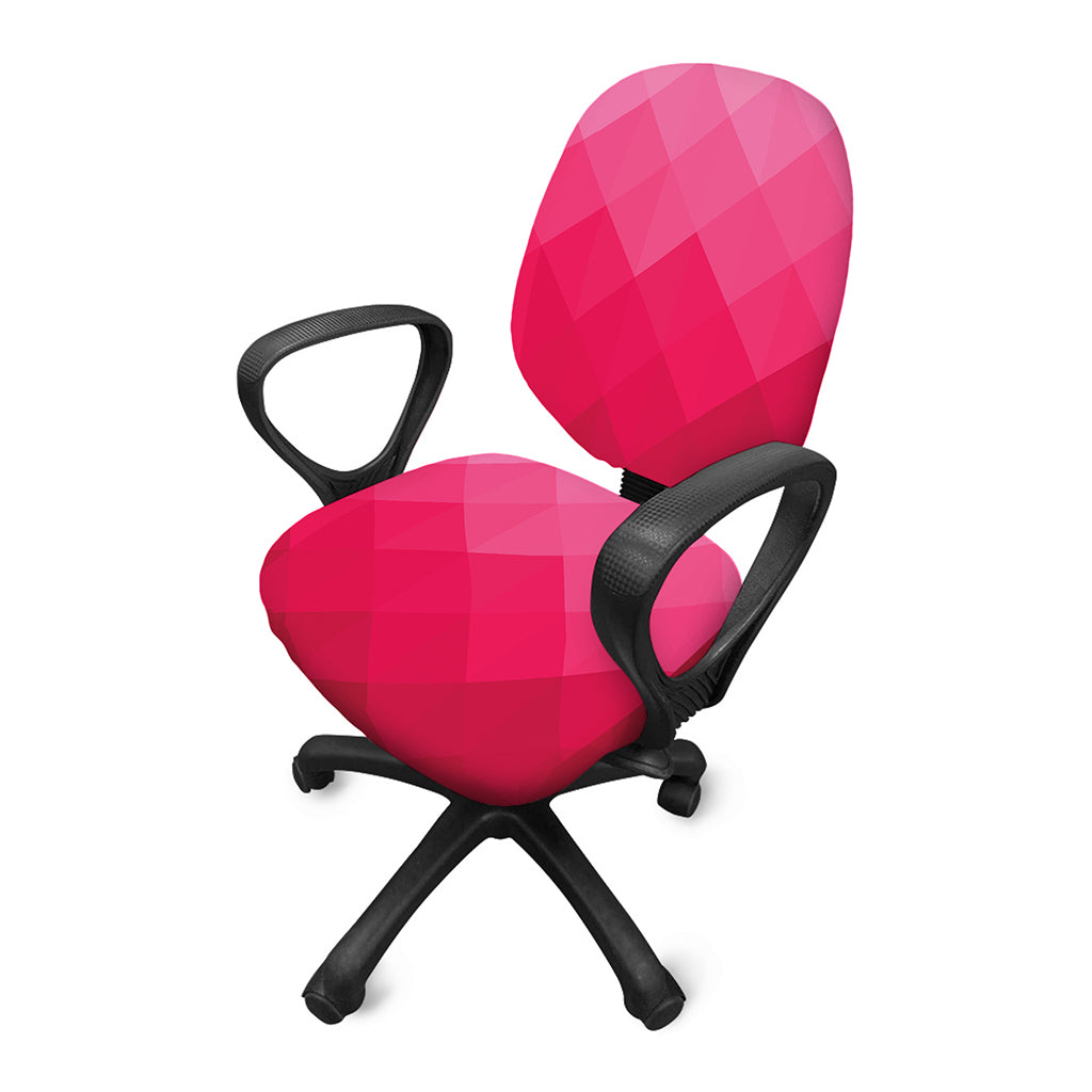 Pink Geometric Square Pattern Print Office Chair Cover