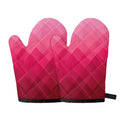 Pink Geometric Square Pattern Print Oven Mitts