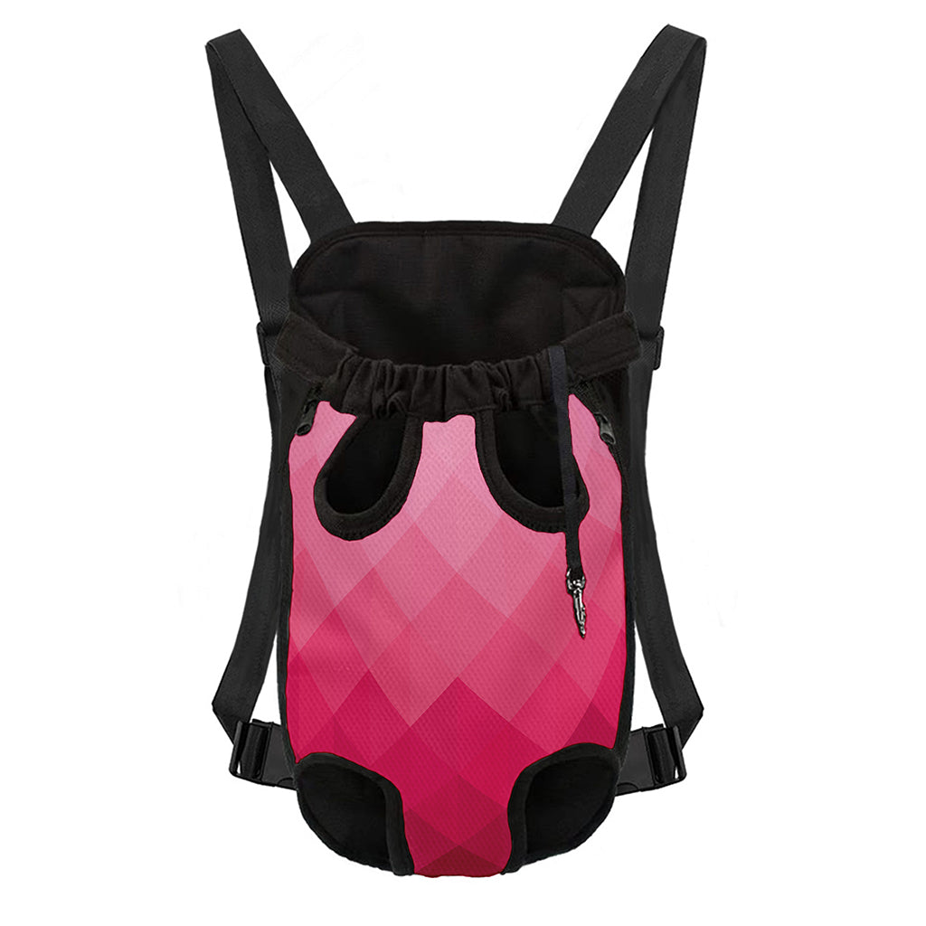 Pink Geometric Square Pattern Print Pet Carrier Backpack