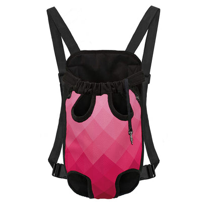 Pink Geometric Square Pattern Print Pet Carrier Backpack