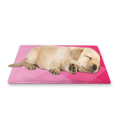 Pink Geometric Square Pattern Print Pet Cooling Mat Cover