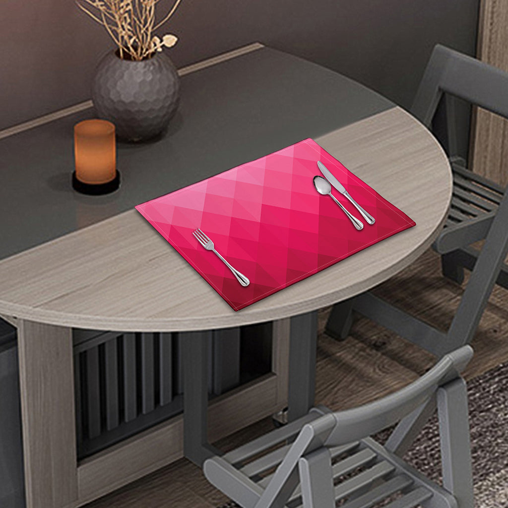 Pink Geometric Square Pattern Print Placemat