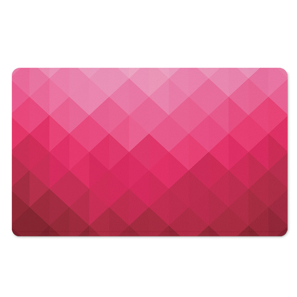 Pink Geometric Square Pattern Print Polyester Doormat