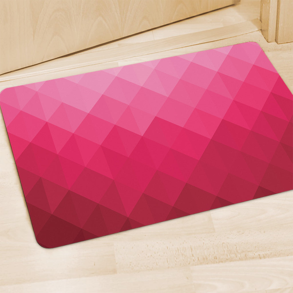 Pink Geometric Square Pattern Print Polyester Doormat