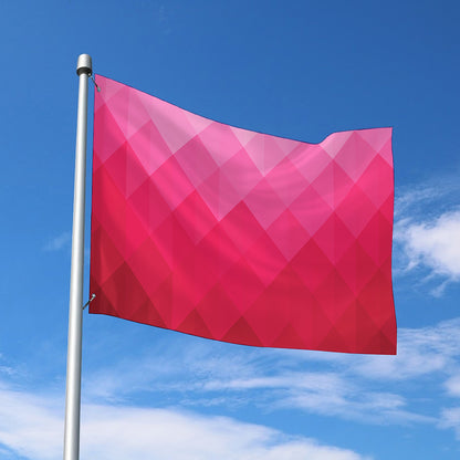 Pink Geometric Square Pattern Print Polyester Flag