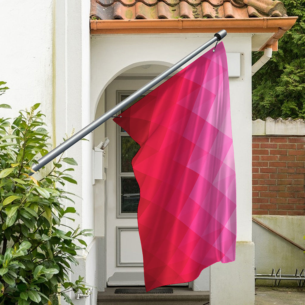 Pink Geometric Square Pattern Print Polyester Flag