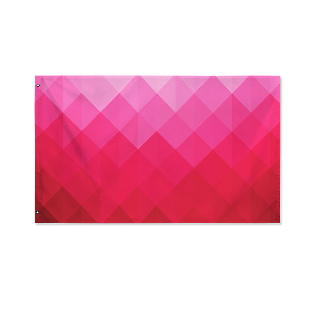 Pink Geometric Square Pattern Print Polyester Flag