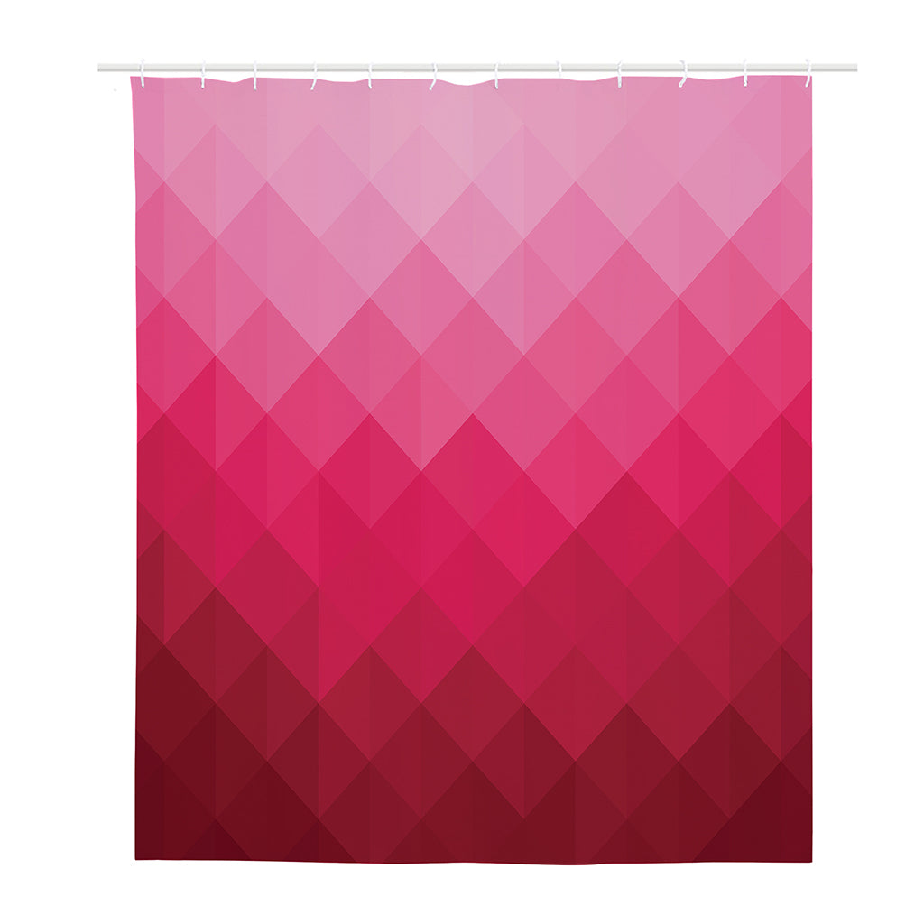 Pink Geometric Square Pattern Print Polyester Shower Curtain
