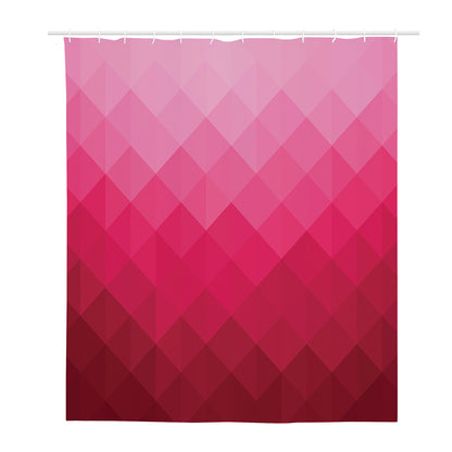 Pink Geometric Square Pattern Print Polyester Shower Curtain