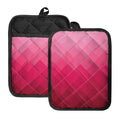 Pink Geometric Square Pattern Print Pot Holders With Pocket