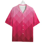 Pink Geometric Square Pattern Print Rayon Hawaiian Shirt