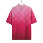 Pink Geometric Square Pattern Print Rayon Hawaiian Shirt