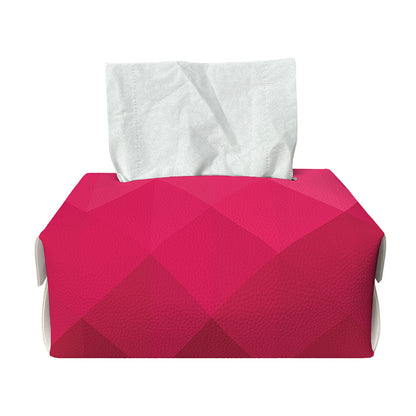 Pink Geometric Square Pattern Print Rectangle Tissue Box Cover