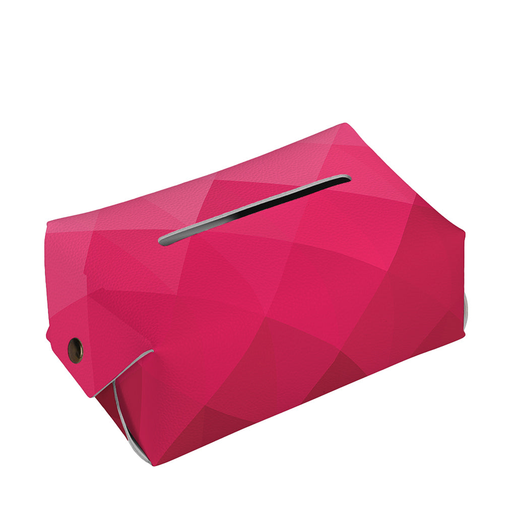 Pink Geometric Square Pattern Print Rectangle Tissue Box Cover