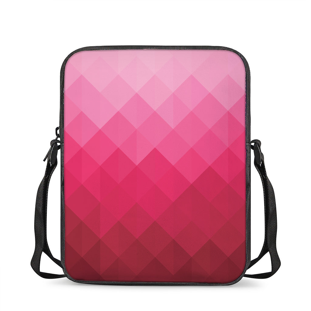 Pink Geometric Square Pattern Print Rectangular Crossbody Bag