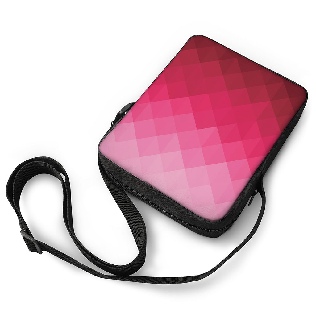 Pink Geometric Square Pattern Print Rectangular Crossbody Bag