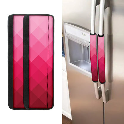 Pink Geometric Square Pattern Print Refrigerator Handle Covers
