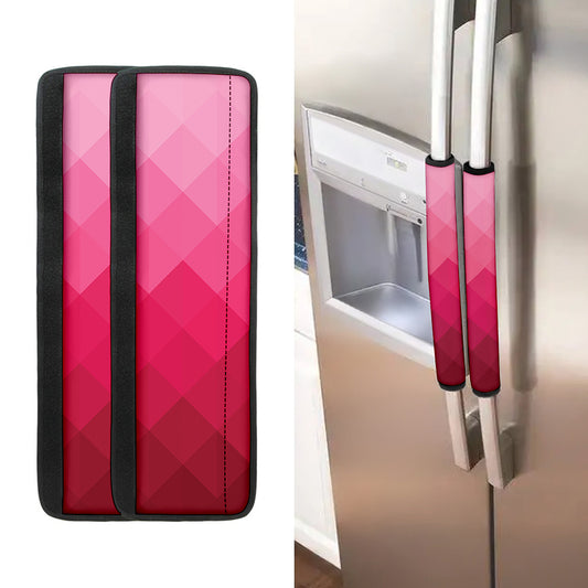 Pink Geometric Square Pattern Print Refrigerator Handle Covers
