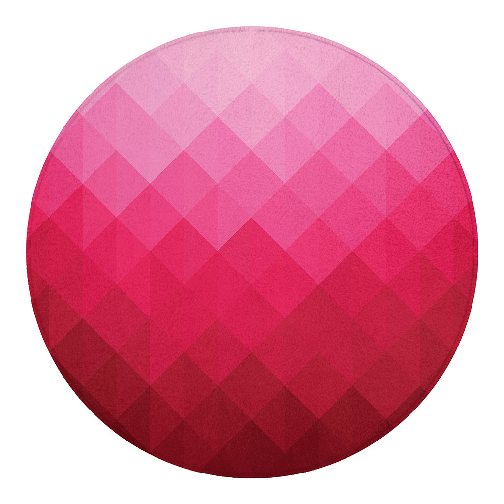 Pink Geometric Square Pattern Print Round Blanket