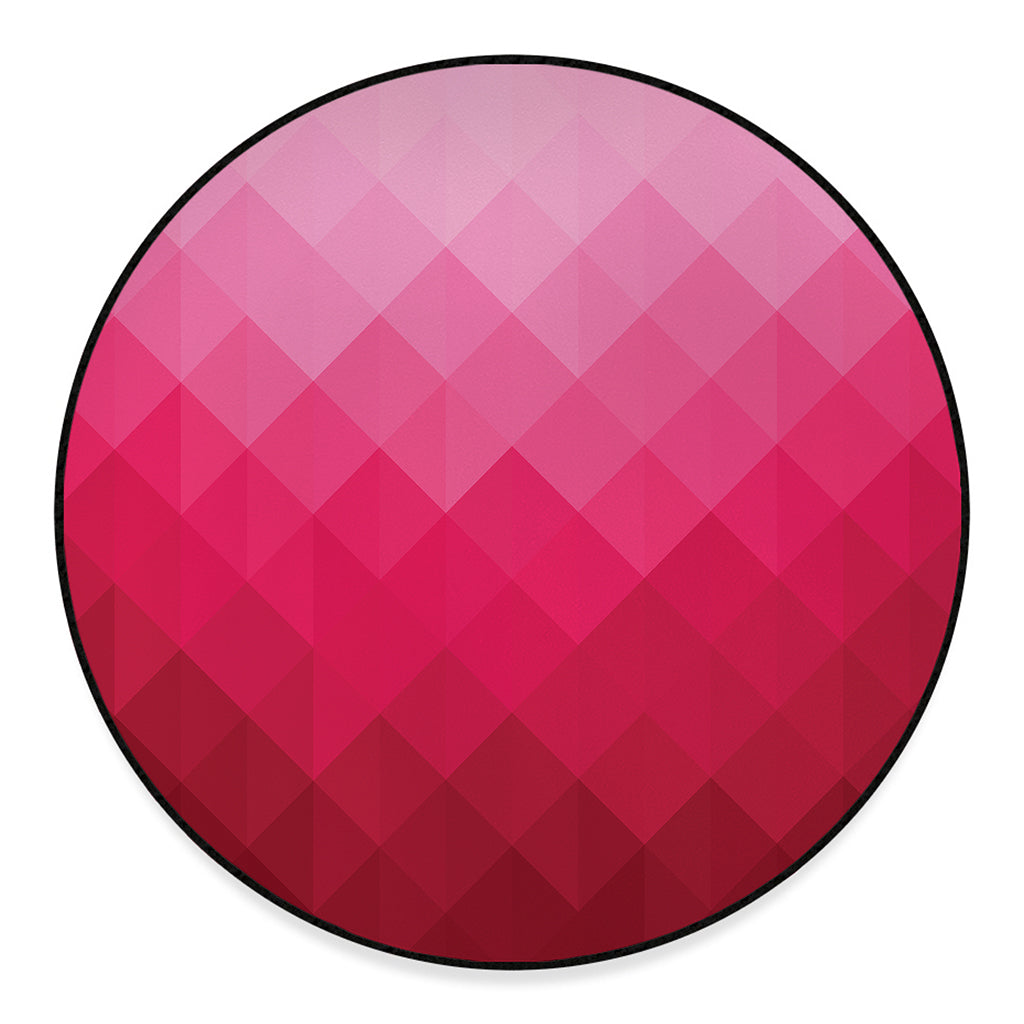Pink Geometric Square Pattern Print Round Floor Mat