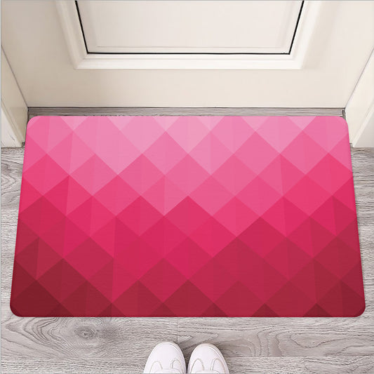 Pink Geometric Square Pattern Print Rubber Doormat