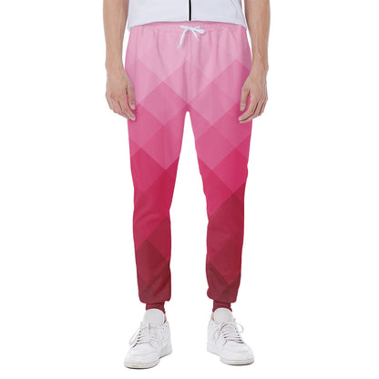 Pink Geometric Square Pattern Print Scuba Joggers