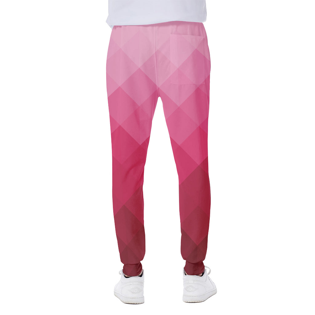 Pink Geometric Square Pattern Print Scuba Joggers