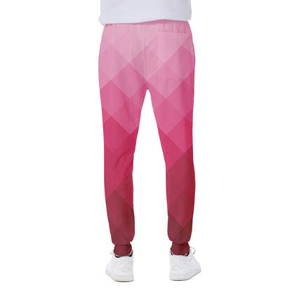 Pink Geometric Square Pattern Print Scuba Joggers