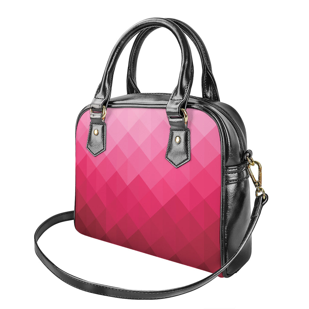 Pink Geometric Square Pattern Print Shoulder Handbag