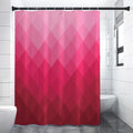 Pink Geometric Square Pattern Print Shower Curtain
