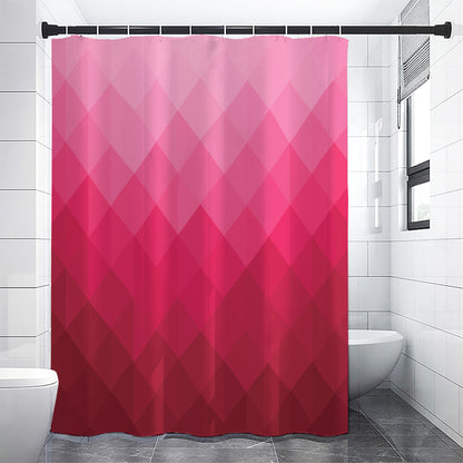 Pink Geometric Square Pattern Print Shower Curtain