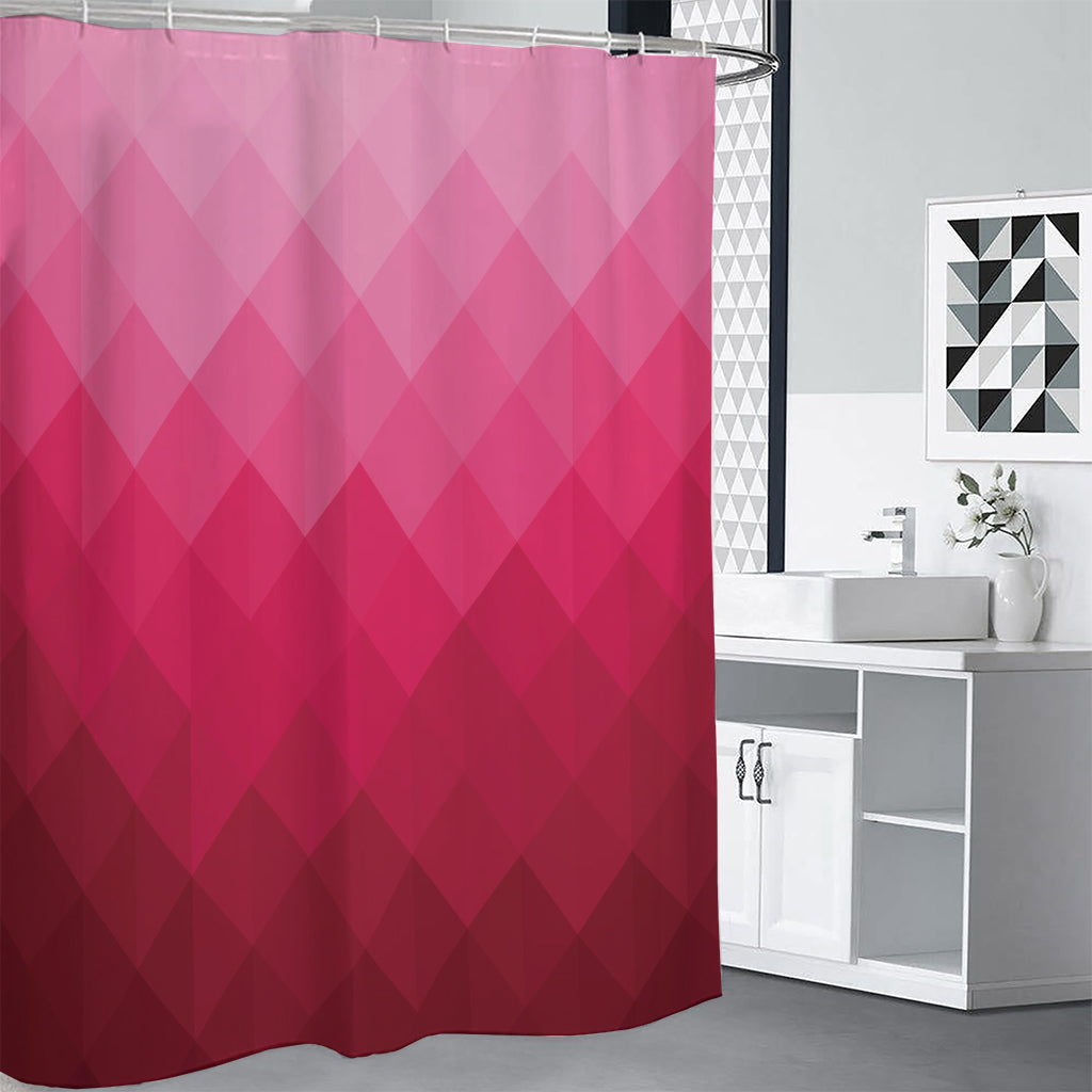 Pink Geometric Square Pattern Print Shower Curtain