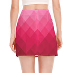 Pink Geometric Square Pattern Print Side Slit Mini Skirt