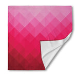 Pink Geometric Square Pattern Print Silk Bandana