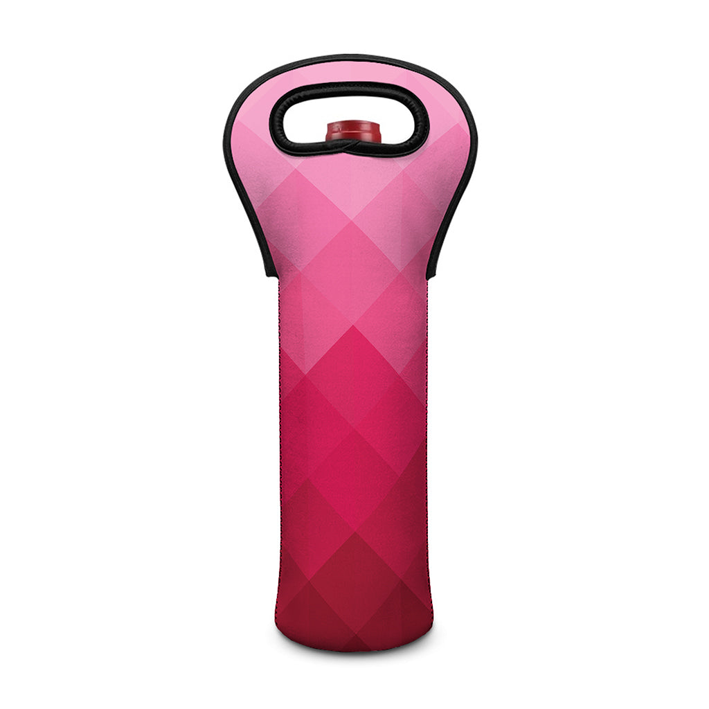 Pink Geometric Square Pattern Print Single Neoprene Wine Tote