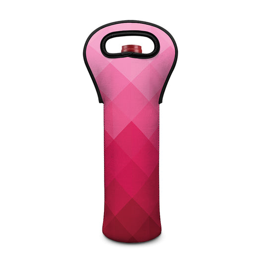 Pink Geometric Square Pattern Print Single Neoprene Wine Tote