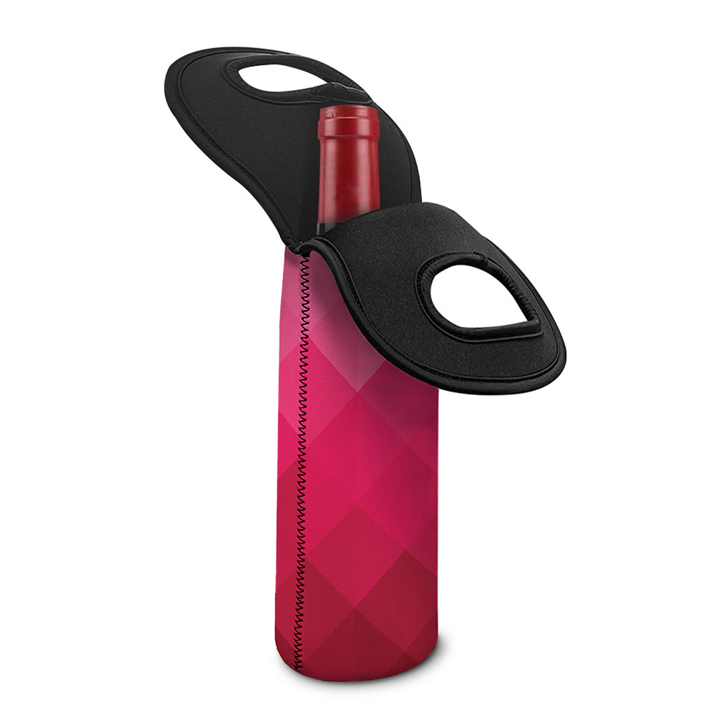 Pink Geometric Square Pattern Print Single Neoprene Wine Tote